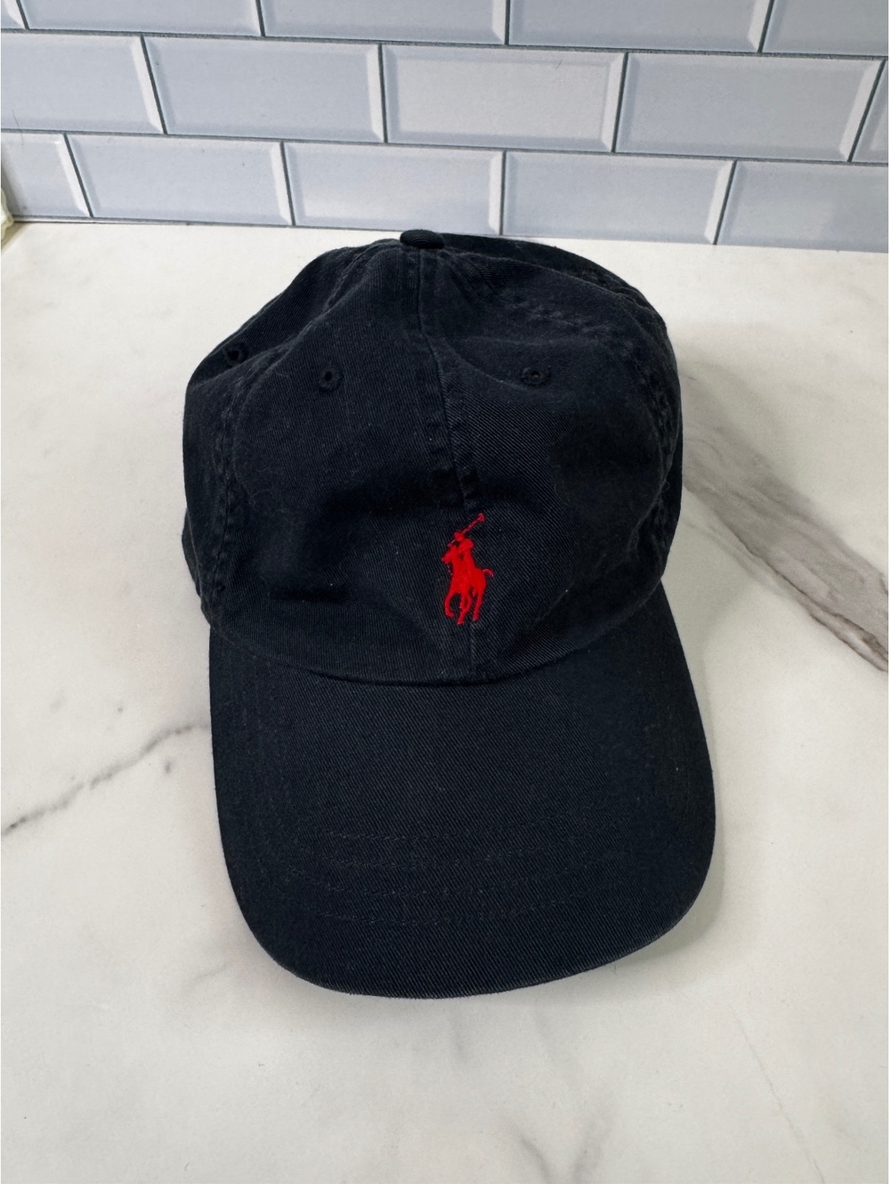 Polo Ralph Lauren Black Red Pony Logo Adjustable Baseball Cap One Size
